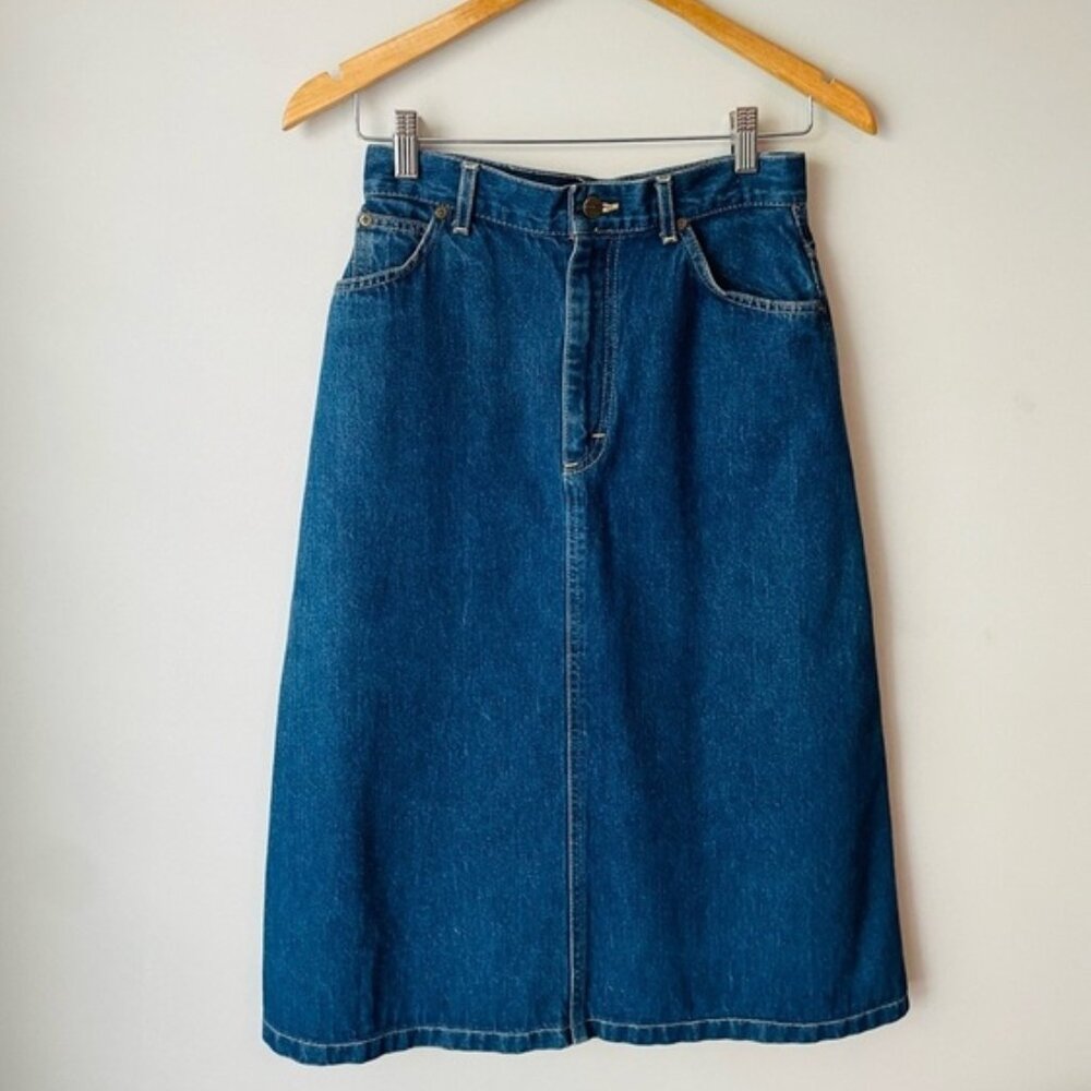 L.L.Bean Vintage Denim A-Line Midi Skirt
